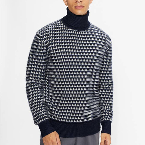 Ted Baker Other - Ted Baker Navy Riber Long Sleeve Chunky Wool Blend Roll Neck Sweater